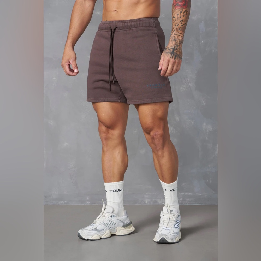 NEW YOUNGLA 153 - IMMORTAL CLUB SHORTS in brown wash S